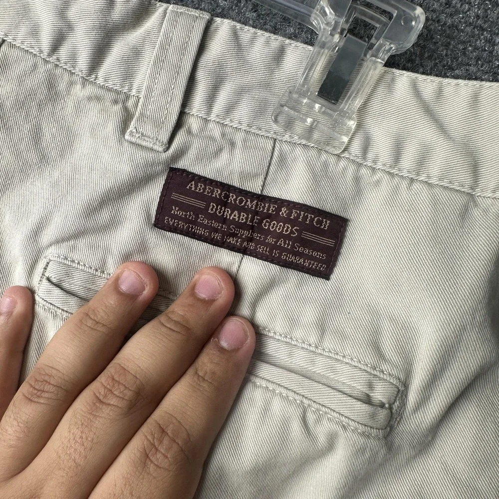 VTG Abercrombie & Fitch Pants Mens 34x32 Beige Chino Pleated Relaxed Fit Cotton